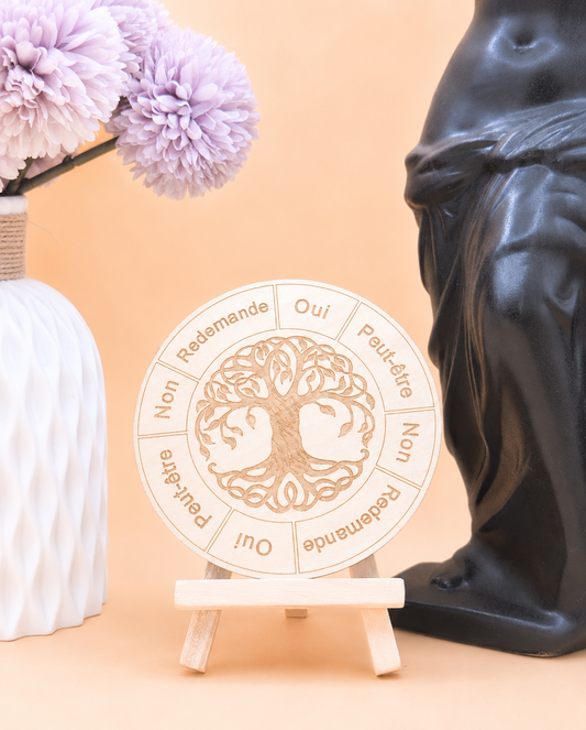 Support Divinatoire | Plaque Bois Radiesthésie Arbre de Vie