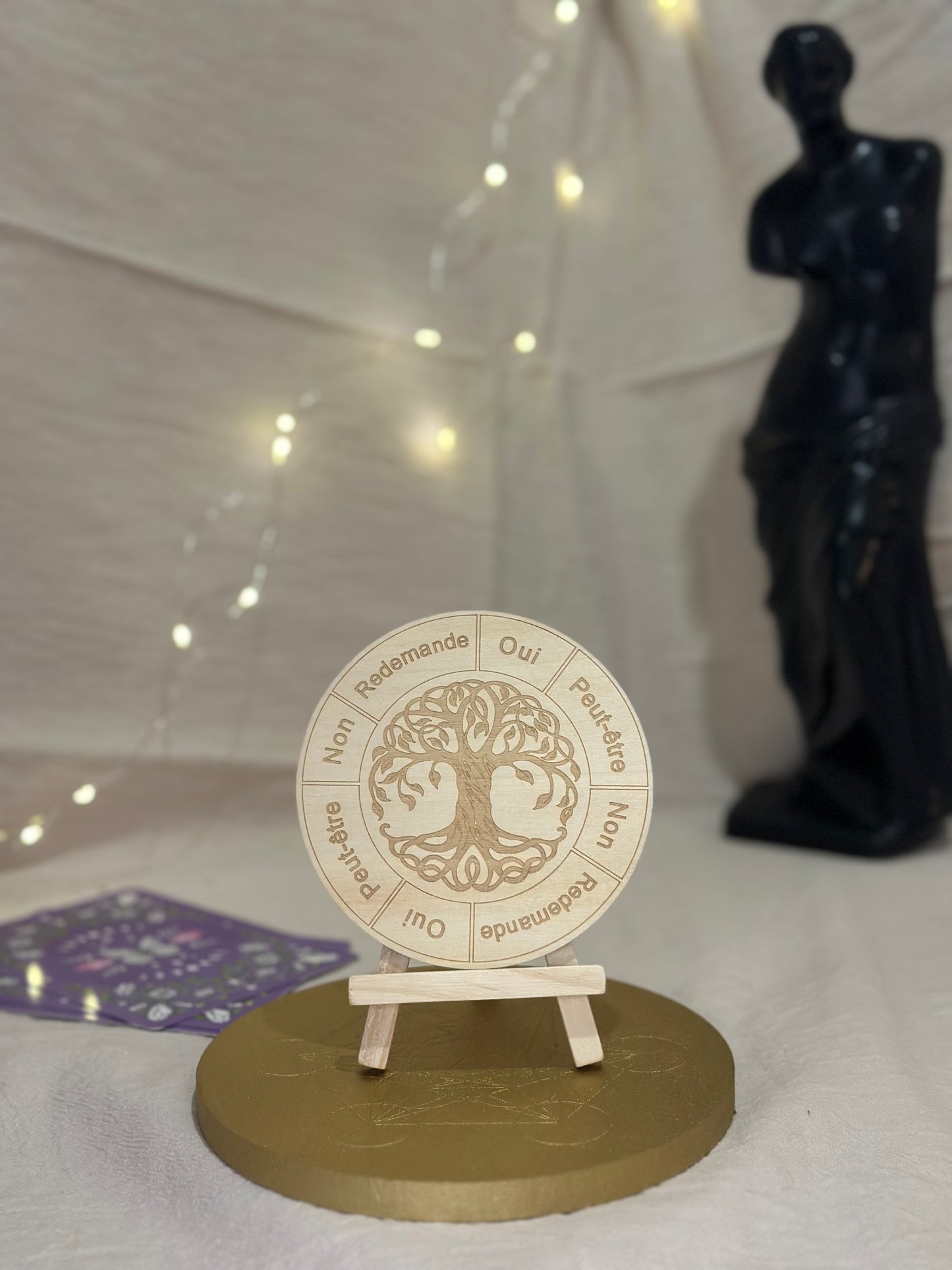 Support Divinatoire | Plaque Bois Radiesthésie Arbre de Vie