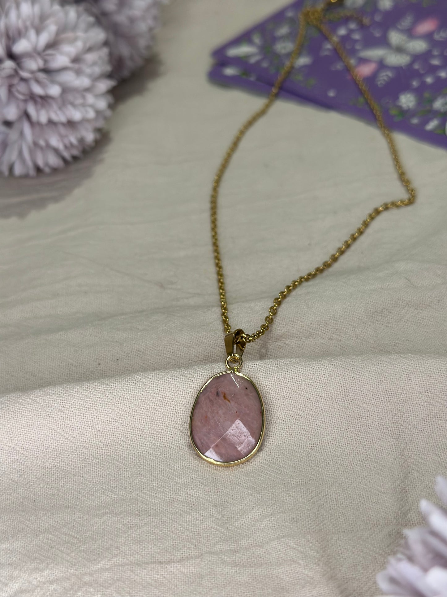 Collier Ovale Rhodonite | Guérison & Harmonie