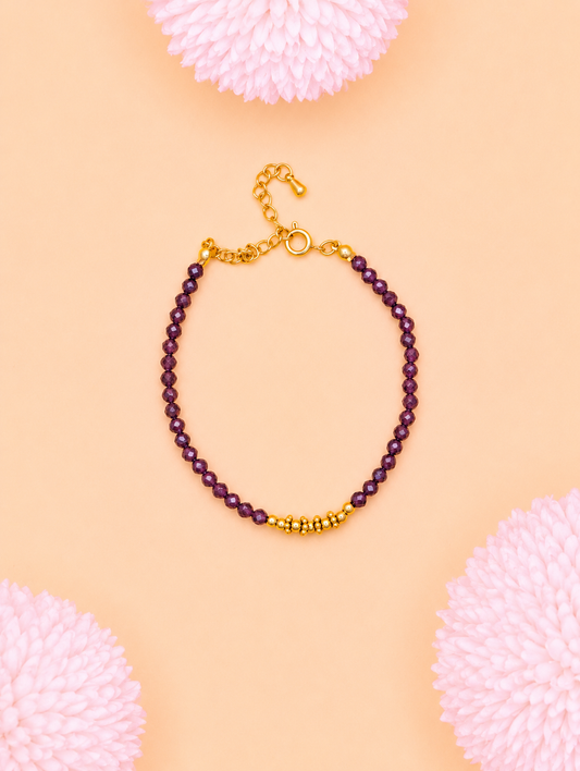 Bracelet Aléa doré Grenat | Vitalité & Passion
