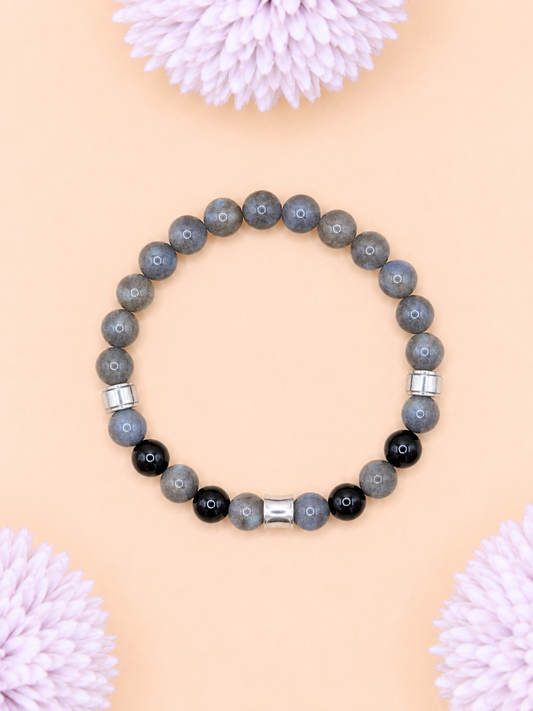 Bracelet Kahel Onyx & Labradorite | Protection & Intuition