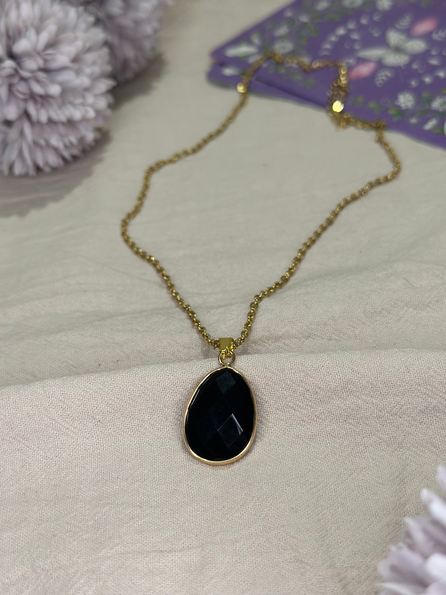 Collier Ovale Obsidienne Noire | Protection & Ancrage