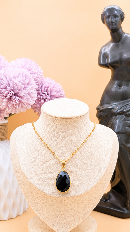 Collier Ovale Obsidienne Noire | Protection & Ancrage