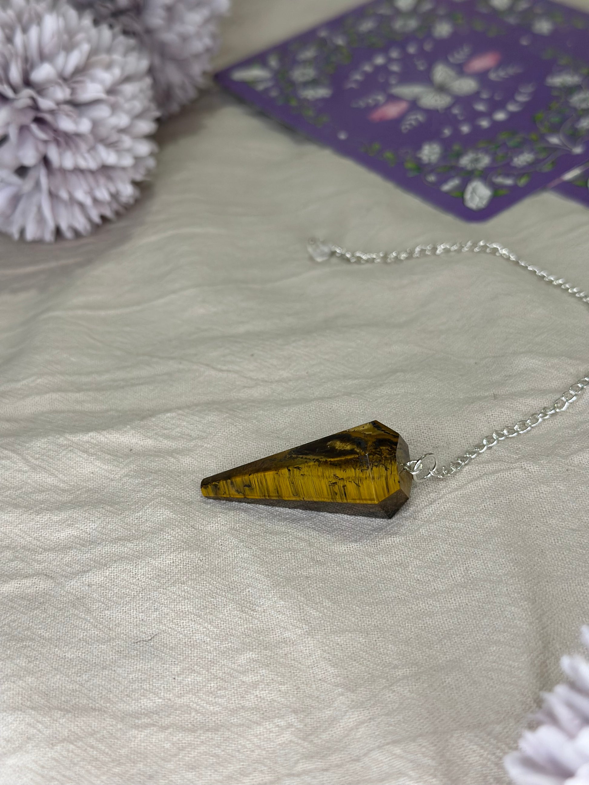 Pendule Hexagonal Œil de Tigre | Protection & Clarté - DENILYA