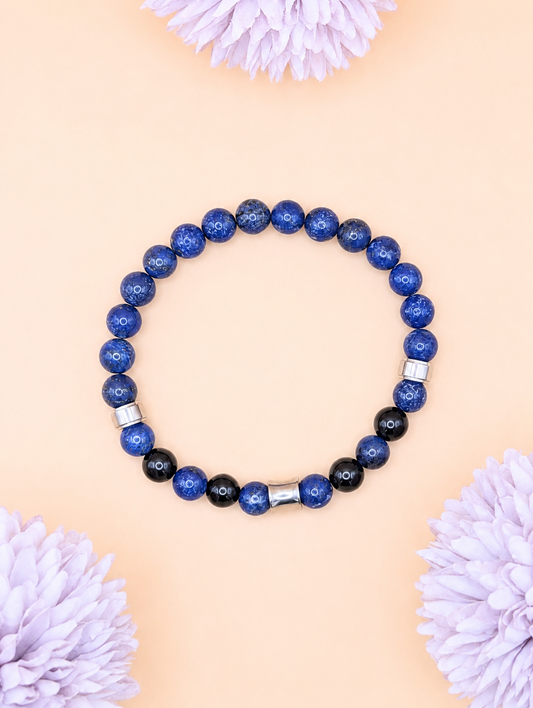 Bracelet Kahel Onyx & Lapis Lazuli | Clarté & Stabilité