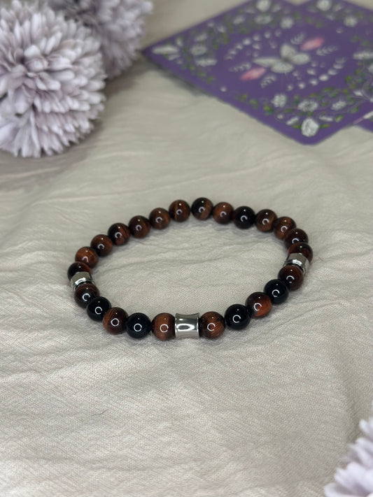 Bracelet Kahel Onyx & Œil de Taureau | Courage & Ancrage